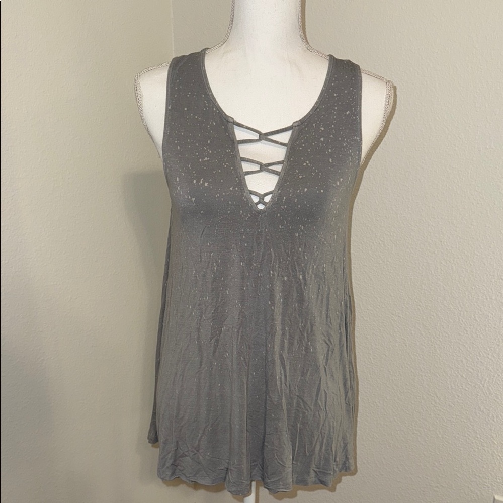 American Eagle Outfitters Gray Cut Out Tank Top